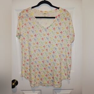 Apt. 9 Cream Floral V-Neck Blouse